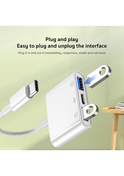 S 202 3'ü 1 Arada Tip C USB Kamera Adaptörü (Yurt Dışından)
