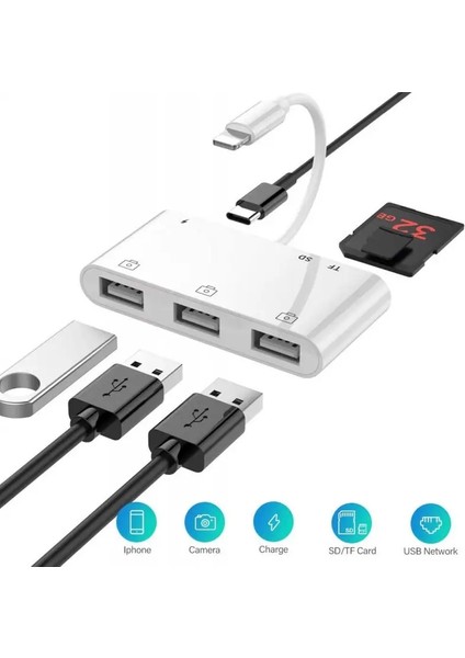 iPhone Tabletin Sabit Disk Adaptörüne Uygulanabilir Otg Veri Kablosu USB Fare Klavyesi Çok Işlevli Dönüştürücü (Yurt Dışından) fiyatları