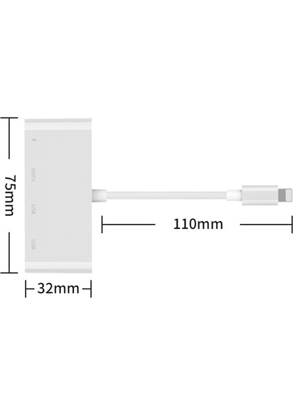 75216 8 Pin HDMI + 8 Pin Şarj + 2 USB Bağlantı Noktası Dönüştürücü (Yurt Dışından) fiyatları