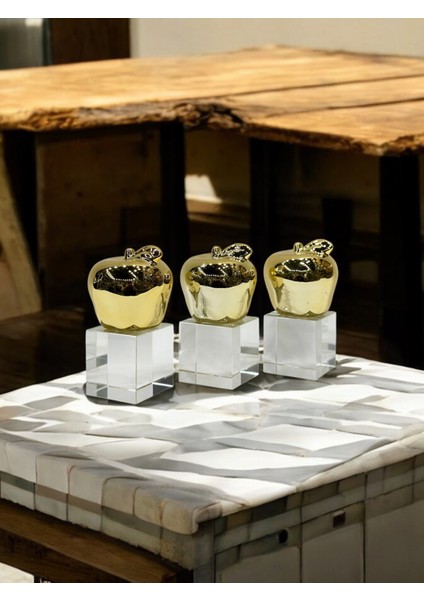 Elma Kristal Altın Renk Dekoratif Obje fiyatları