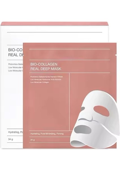 3 Adet Bio Kolajen Şeffaflaşan Yüz Maskesi Nemlendirici, Canlandırıcı, Yüz Maskesi Real Deep Mask