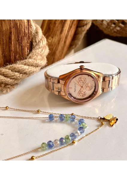 Spor Çelik Kasa Kordon-Kadın Kol SAATI+ Çelik Kolye Hediye Seti fiyatları