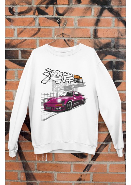 Porssche 930 Baskılı Kapüşonsuz Sweatshirt, Unisex Oversize Araba Temalı Sweat