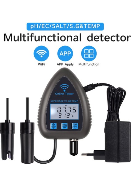 Bluetooth Wifi Dijital Su Kalitesi Test Cihazı Mini 5'i 1 Arada Su Analizörü Ph Ec Salt Sg