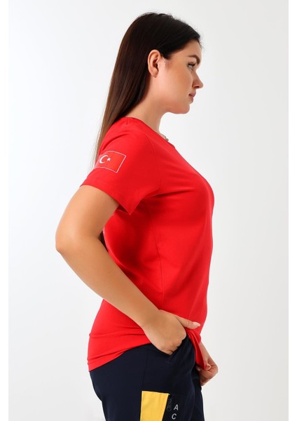 Paramedik Yuvarlak Yaka Penye Kısa Kol Tshirt - Kırmızı