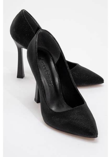 Kadın Stiletto Ayakkabı Siyah Noltalı Sim
