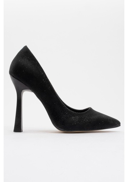 Kadın Stiletto Ayakkabı Siyah Noltalı Sim