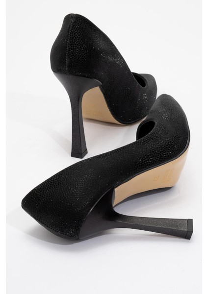 Kadın Stiletto Ayakkabı Siyah Noltalı Sim