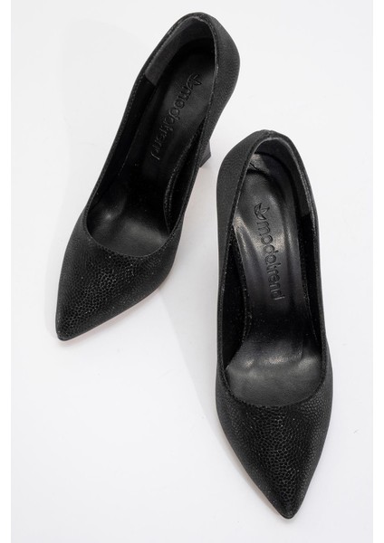Kadın Stiletto Ayakkabı Siyah Noltalı Sim