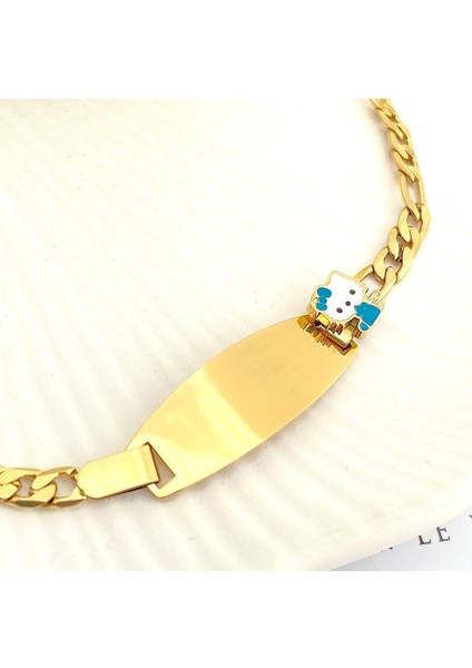 Bebek Bileklik Bebek Hediyelik Künye Hello Kity Kararmaz Çelik Gold 16cm fiyatları