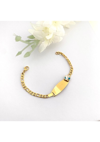 Bebek Bileklik Bebek Hediyelik Künye Hello Kity Kararmaz Çelik Gold 16cm modelleri