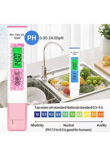 Ph Metre İletkenlik 4 In 1 Su Kalitesi Test Cihazı Ph Ölçer Ec/tds/sıcaklık Monitör Dijital LCD Arka Işık Havuzları (Özel Mıknatıs Kutulu) fırsatları