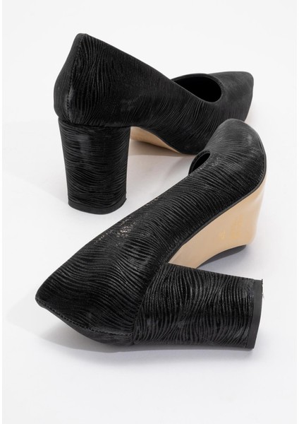 Kadın Ökçeli Stiletto Siyah Dalgalı Sim fırsatları