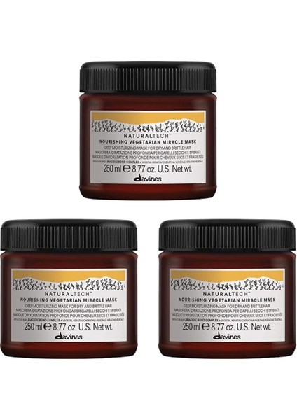 Ekonomik Üçlü Davines Nourishing Vegetarian Mucize Maske 250 ml - %100 Orijinal %100 Doğal