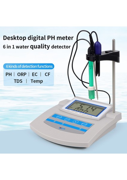 Masa Tipi Ph Metre İletkenlik Orp Tds Cf Sıcaklık Ölçer 6 In 1 Laboratuvar Tipi Ph Ec Ölçer