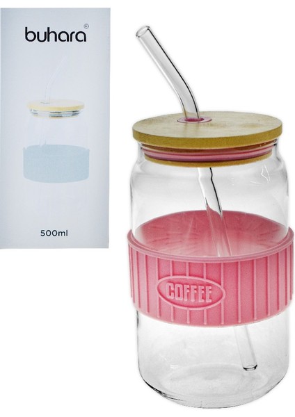 Silikonlu Coffe Pipetli Bardak 500 ml BHR-4798