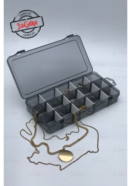 15 Bölmeli Ayarlanabilir Takı Organizer Ilaç Boncuk Küpe Kolye Yüzük Toka Kutusu
