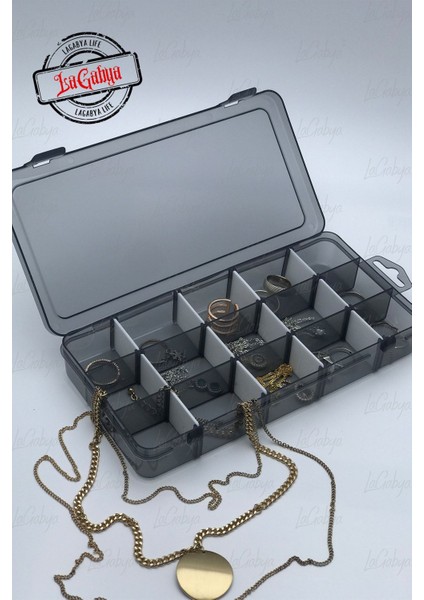 15 Bölmeli Ayarlanabilir Takı Organizer Ilaç Boncuk Küpe Kolye Yüzük Toka Kutusu modelleri