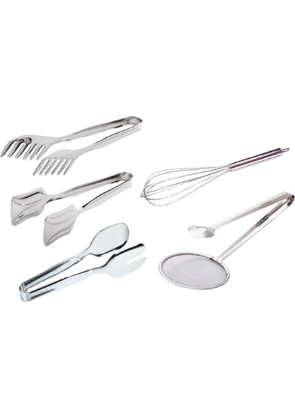 5'li Lüks Çelik Maşa Çırpıcı Seti