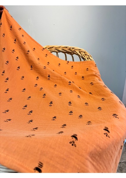 %100 Pamuk Organik Kumaş Zebra Müslin Örtü ( 2 Katlı)