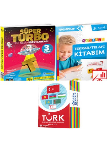3. Sınıf Süper Turbo Soru Bankası ve Türk Cumhuriyetlerine Yolculuk Hikaye - Tekrar Telafi Kitabım
