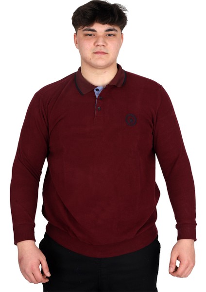 Mode Xl Büyük Beden Erkek Sweat Polo Selanik Horse 23440 Bordo