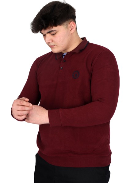Mode Xl Büyük Beden Erkek Sweat Polo Selanik Horse 23440 Bordo modelleri