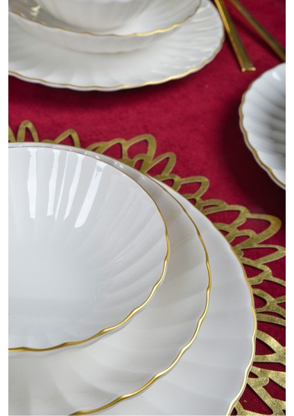 Derya 18 Parça 6 Kişilik Altın Yaldızlı Porselen Yemek Takımı modelleri