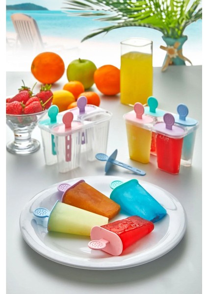 4'lü Renkli Meybuz Dondurma Buz Kalıbı Çocuk Dondurma Kalıbı