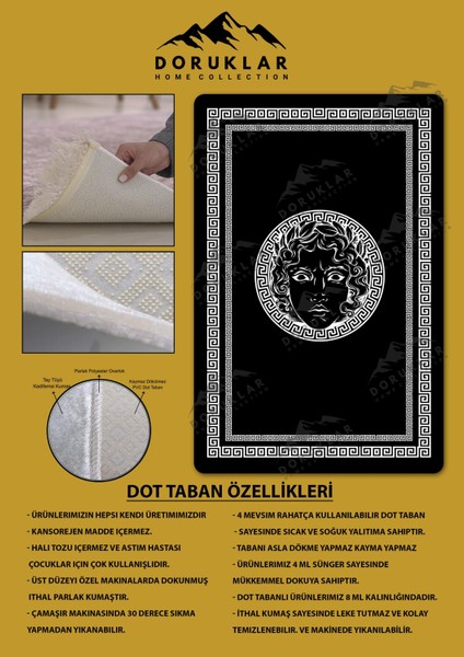 Kaymaz Taban Yıkanabilir Dijital Baskı Dekoratif Modern Desenli Apollo Serisi Dot Taban Halı AP09 fiyatları