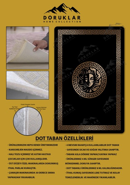 Kaymaz Taban Yıkanabilir Dijital Baskı Dekoratif Modern Desenli Apollo Serisi Dot Taban Halı AP12 fiyatları