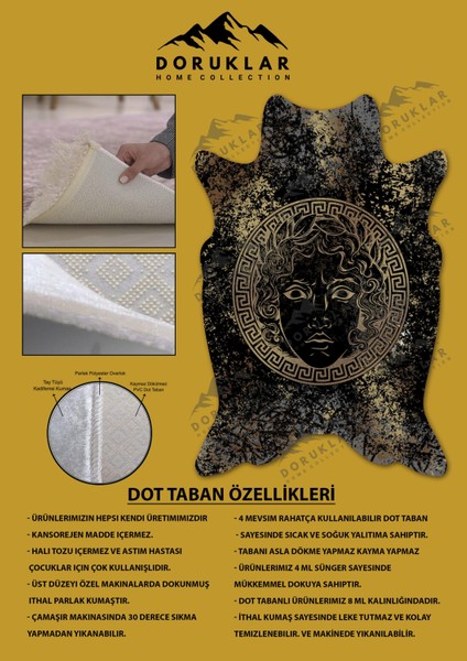 Kaymaz Taban Yıkanabilir Dijital Baskı Dekoratif Modern Desenli Apollo Serisi Dot Taban Halı AP23