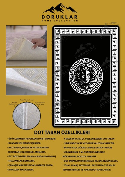 Kaymaz Taban Yıkanabilir Dijital Baskı Dekoratif Modern Desenli Apollo Serisi Dot Taban Halı AP01 fiyatları