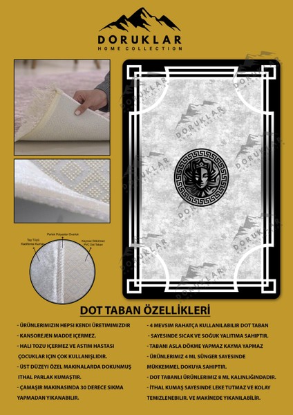Kaymaz Taban Yıkanabilir Dijital Baskı Dekoratif Modern Desenli Apollo Serisi Dot Taban Halı AP18 fiyatları