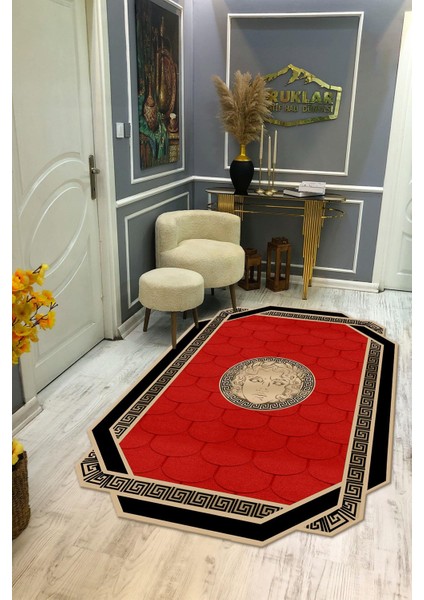 Kaymaz Taban Yıkanabilir Dijital Baskı Dekoratif Modern Desenli Apollo Serisi Dot Taban Halı AP22