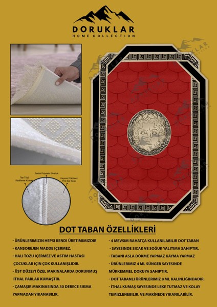 Kaymaz Taban Yıkanabilir Dijital Baskı Dekoratif Modern Desenli Apollo Serisi Dot Taban Halı AP22 fiyatları