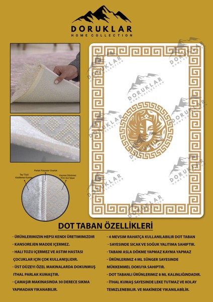 Kaymaz Taban Yıkanabilir Dijital Baskı Dekoratif Modern Desenli Apollo Serisi Dot Taban Halı AP11