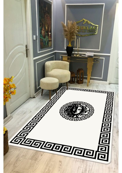 Kaymaz Taban Yıkanabilir Dijital Baskı Dekoratif Modern Desenli Apollo Serisi Dot Taban Halı AP04