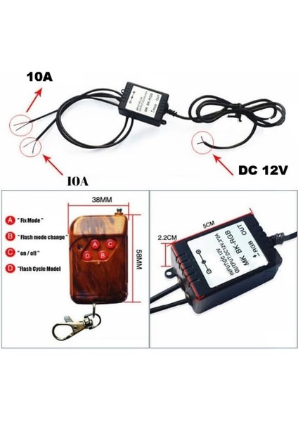 12 Modlu Uzaktan Kumandalı LED Çakar Modülü 12V