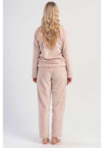 Kadın Welsoft Uzun Kol Bej Pijama Takım C4T1N1O304