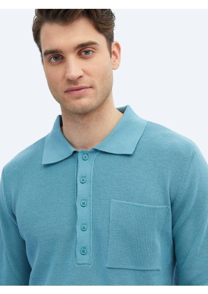 Koyu Mint Polo Yaka Selanik Pamuk Karışımlı Triko fırsatları
