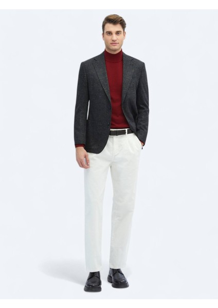 Siyah Desenli Comfort Fit Yün Karışımlı Örme Ceket fiyatları