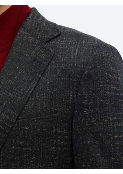 Siyah Desenli Comfort Fit Yün Karışımlı Örme Ceket indirimleri