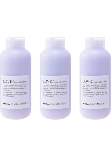 Ekonomik Üçlü Davines Love Hair Smoother Düzleştirici Saç Kremi 150ML - %100 Orijinal %100 Doğal