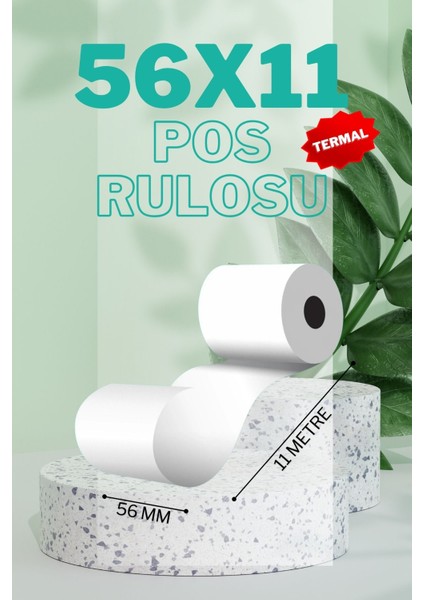 56X11 Termal Pos Rulo Yeni Nesil Yazarkasa Rulosu 1 Paket 10 Adet 11MT