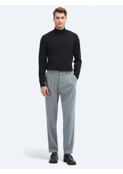 Gri Dokuma Carrot Fit Casual Pantolon
