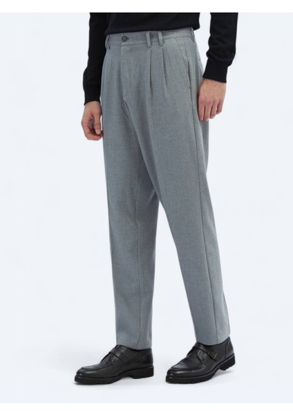 Gri Dokuma Carrot Fit Casual Pantolon