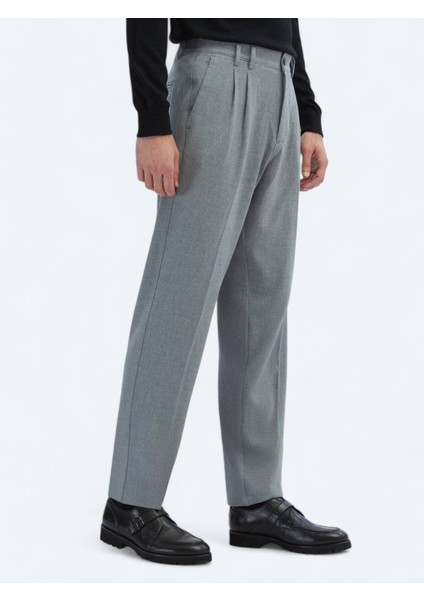 Gri Dokuma Carrot Fit Casual Pantolon