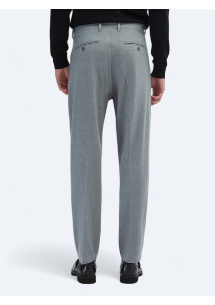 Gri Dokuma Carrot Fit Casual Pantolon