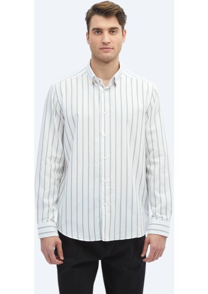 Kahverengi Çizgili Regular Fit Dokuma Casual %100 Pamuk Gömlek modelleri